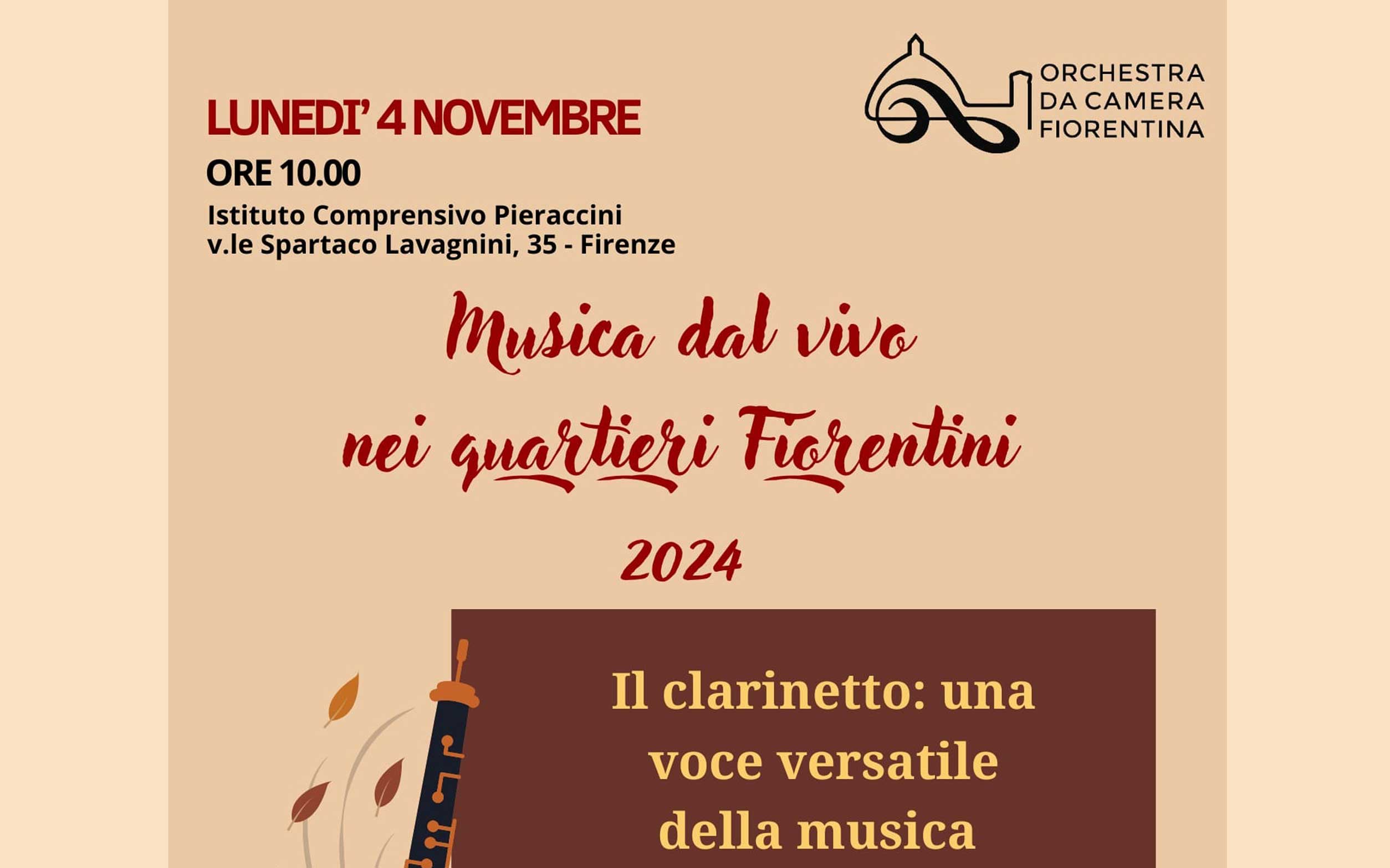 Concerti dell’Orchestra da Camera Fiorentina alla Pieraccini in aula Polifemo per gli alunni  della Pieraccini