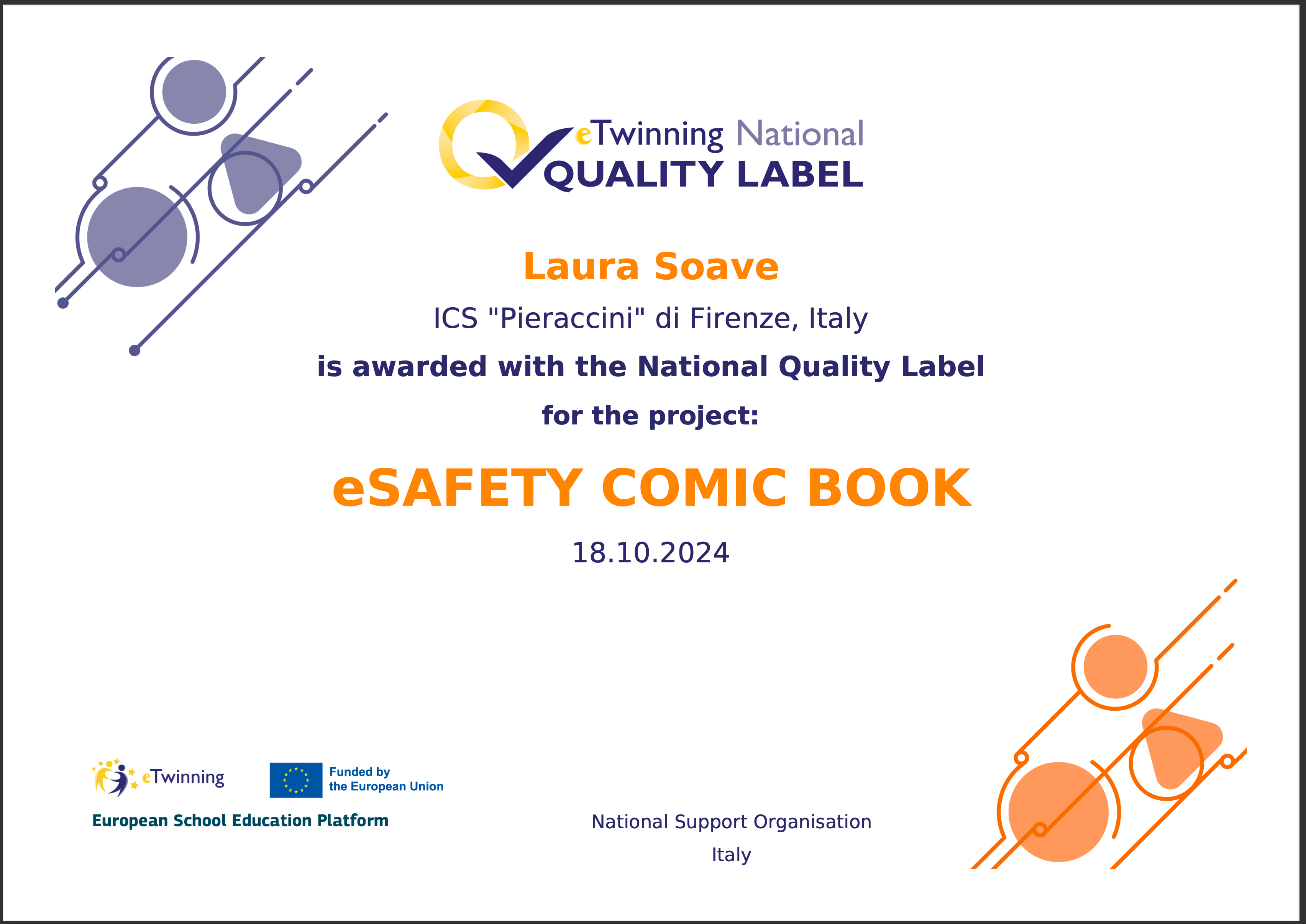 Certificato di qualità alla Pieraccini per il progetto “eSAFETY COMIC BOOK”